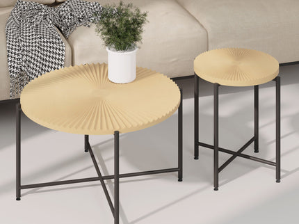 Radial - Pattern Coffee And End Table Set Waterproof Cover, Distressed Cylindrical Design (Set of 2)