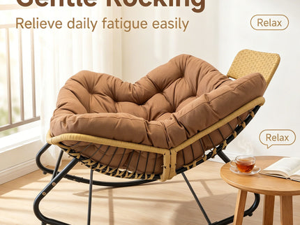 Oversized Papasan Rocking Chair Outdoor With Thick Cushion