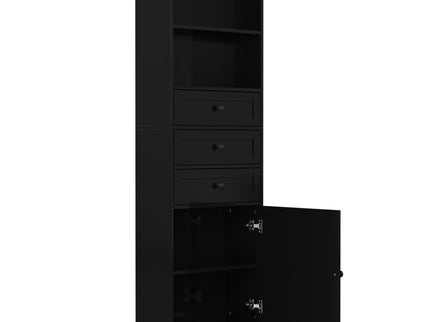 Tall Storage Cabinet With 3 Drawers And Adjustable Shelves For Bathroom