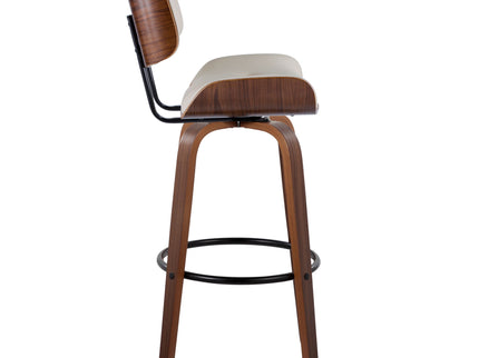 Lombardi - Mid-Century Modern Fixed Height Barstool With Swivel With Round Footrest (Set of 2)