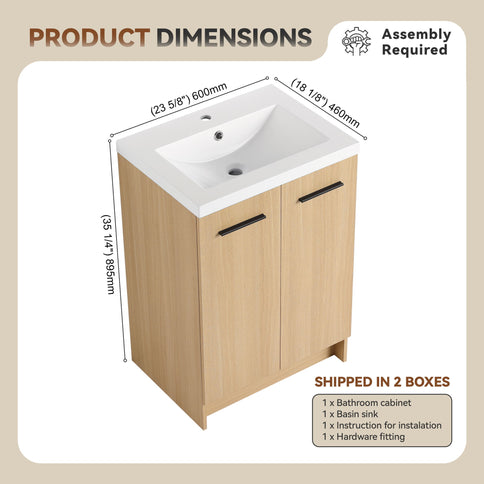 Floating Bathroom Vanity With Sink, Wall Mounted Double Door Storage