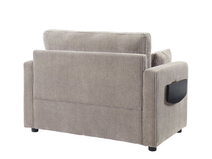 Sleeper Sofa With Foldable Mattress, USB Ports, Side Table & Storage Pocket