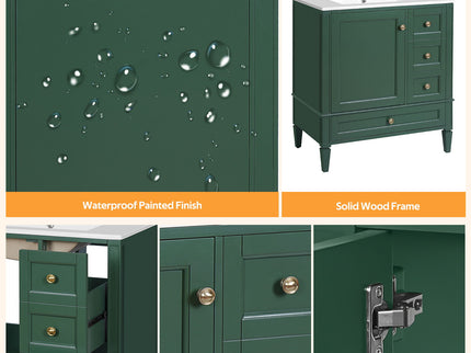 Bathroom Vanity With Sink, 3 Drawer Storage Cabinet