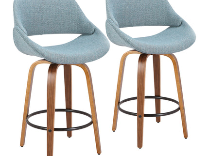 Fabrico - Mid Century Modern Fixed Height Counter Stool And Round Footrest (Set of 2)