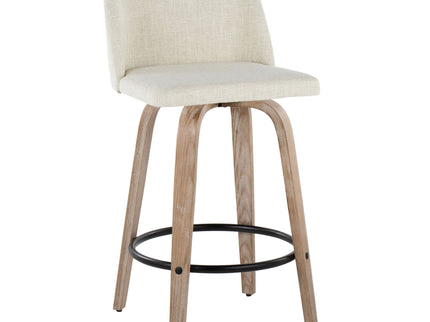 Toriano - Contemporary Fixed Height Counter Stool Swivel & Round Footrest (Set of 2)