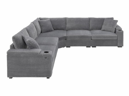 Convertible L Shaped Sectional Corner Couch With Armrest Storage Cup Holders USB Charger, Irregular Corner Oversized Comfy Modular Sofa