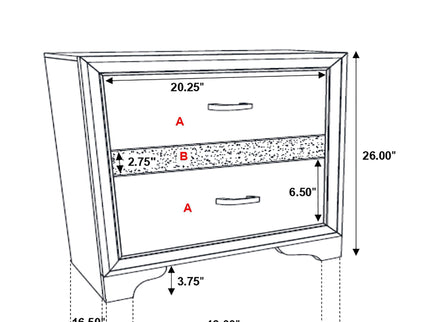 Transitional 2 Drawer Nightstand With Hidden Jewelry Tray