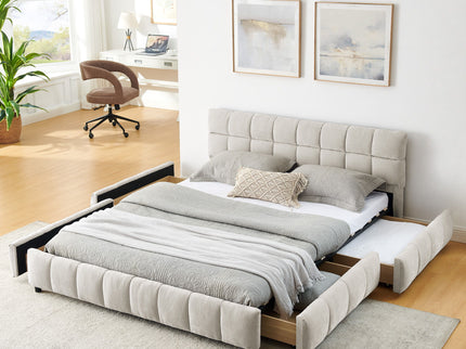 Modern Platform Bed Frame With Thick Fabric