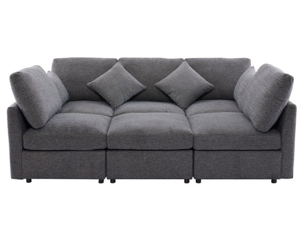 Sectional Sofa Modular U-Shaped With Ottoman & USB Ports
