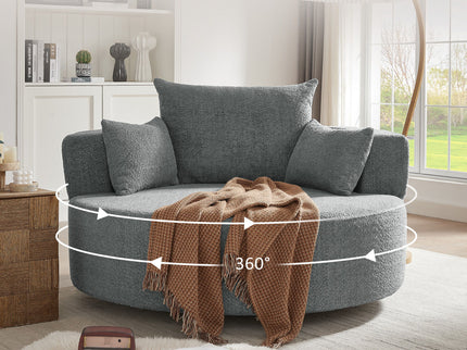 360° Swivel Accent Barrel Chair With 3 Removable Pillows For Living Room