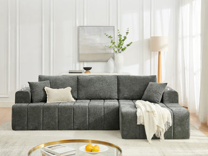 L - Shaped Sectional Sofa With Cup Holders & Side Pockets
