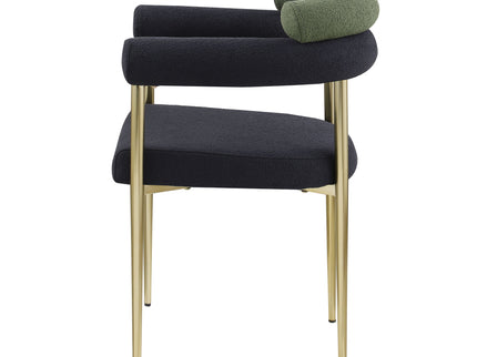 Dining Chairs (Set of 2), Mid-Century Modern Dining Chairs, Kitchen Dining Room Chairs, Round Boucle Backrest Sherpa Dining Chair With Brushed Metal Legs