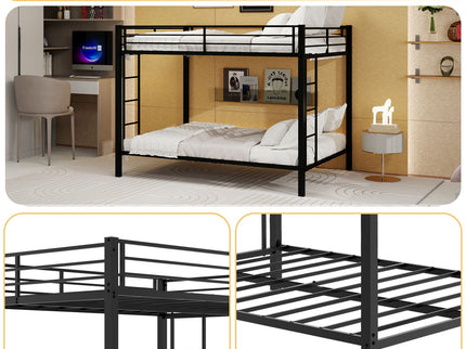 Bunk Bed For Kids, Convertible Frame With Ladders & Guardrail