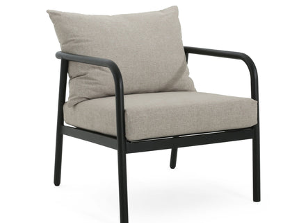 Leora - Modern Minimalist Round Tube Sofa Chair With Cushions - Beige / Black
