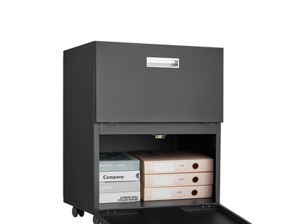 Office Furniture Copier Cabinet 2 Door Steel Copier Stand Mobile Pedestal File Printer Stand - Black