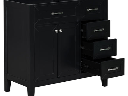 Modern Bathroom Vanity Base Only, 2 Doors And 3 Drawers