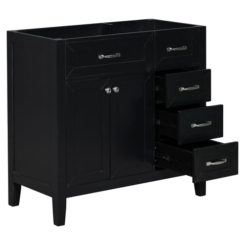 Modern Bathroom Vanity Base Only, 2 Doors And 3 Drawers