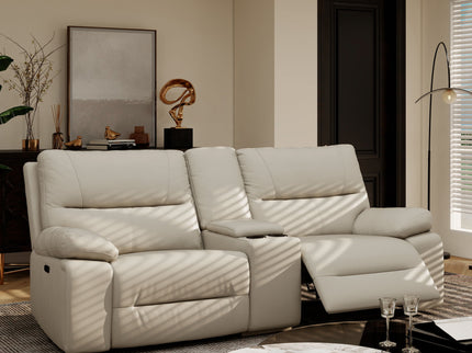 Malibu - Modern Power Motion 3 Piece Reclining Loveseat Sofa With Cup Holders - Cream Taupe Beige