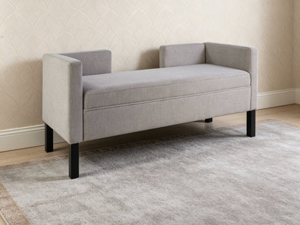 Upholstered Ottoman With 2 Bolster Pillows For Living Room - Gray