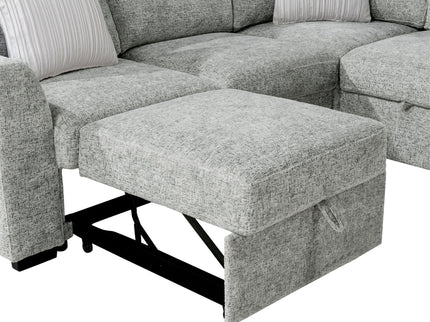 Emiliano - Sectional Sofa With 3 Pillows - Nickel