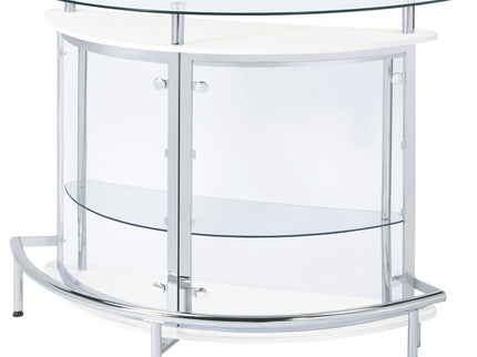 Strick - Freestanding Glass Top Home Bar Wine Cabinet - White