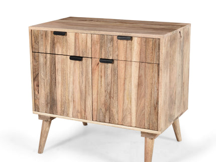 Stylish Style 2 Drawer 2 Door Cabinet, Mango Wood - Natural