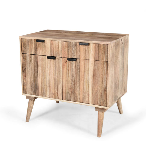 Stylish Style 2 Drawer 2 Door Cabinet, Mango Wood - Natural