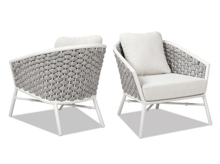 Rowan - Rope Barrel Back Patio Accent Arm Chair (Set of 2) - Optic White