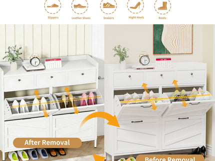 Shoe Cabinet With Flip Drawers