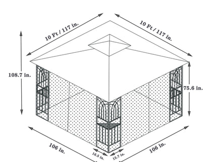 Patio Gazebo Tent With Ventilated Double Roof And Mosquito Net