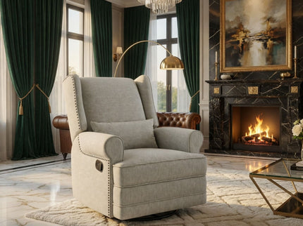 Extra Wide Swivel Recliner Glider Chair With Footrest