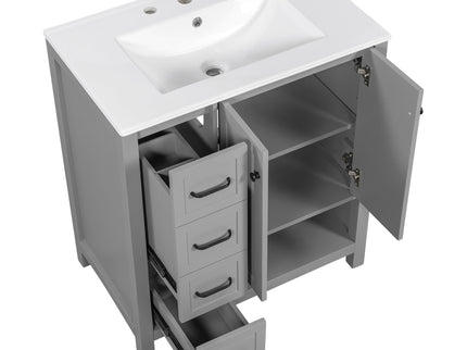 Bathroom Vanity With Sink Top, Bathroom Vanity Cabinet With 2 Doors And 2 Drawers, Open Shelf
