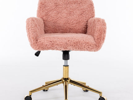 Office Chair, Artificial Rabbit Hair Home Office Chair With Metal Base, Adjustable Desk Chair Swivel Office Chair, Vanity Chair