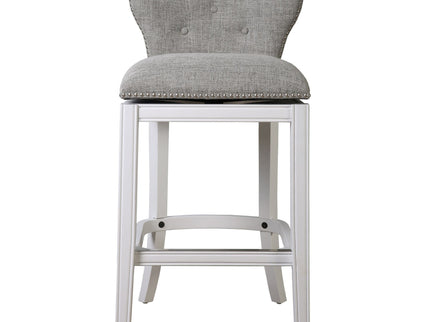 Upholstered Swivel Stool With Back