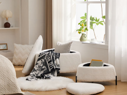 Upholstered Storage Ottoman Set With Reversible Lid