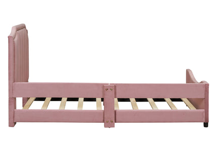 Upholstered Daybed With Classic Stripe Shaped Headboard