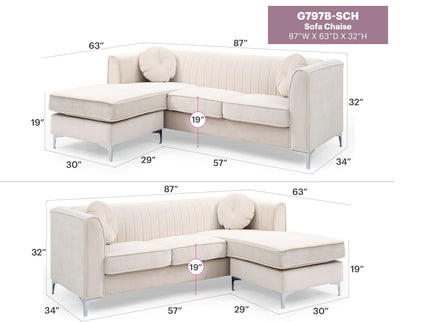 Delray - Micro Suede Sofa Chaise