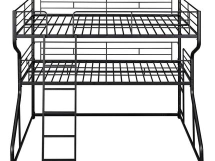 Industrial Triple Bunk Bed With Dual Ladders Frame, Space Saving Design