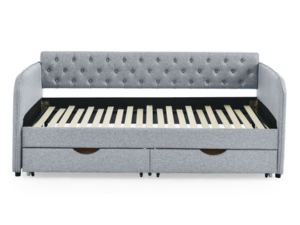 Daybed With Trundle And Storage Drawers, Flat Arms With Pocket