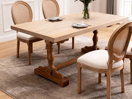 Dining Chairs, Upholstered With Round Back (Set of 2) - Beige