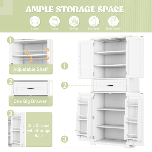 Bathroom Storage Cabinet With Drawer And Adjustable Shelf