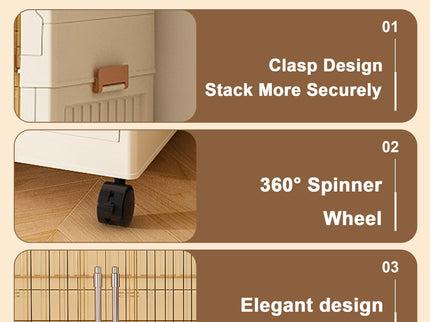 Portable Wardrobe Closet Storage Organizer For Clothes, 9 Magnetic Doors With 9 Cubes & 2 Hanging Rods, 6 Hangers - Cream White
