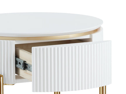 Daveigh - High Gloss End Table - Gold / White