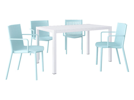 4 Modern Stackable Armchair Matched With Long Table