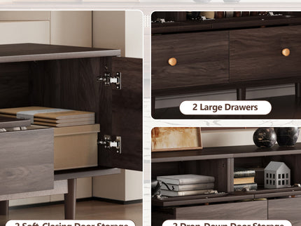 TV Stand With Drawers, Accent Entertainment Center For Living Room - Dark Brown