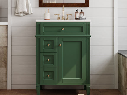 Bathroom Vanity With Top Sink, Storage Cabinet With 2 Drawers And Tip-Out Drawer
