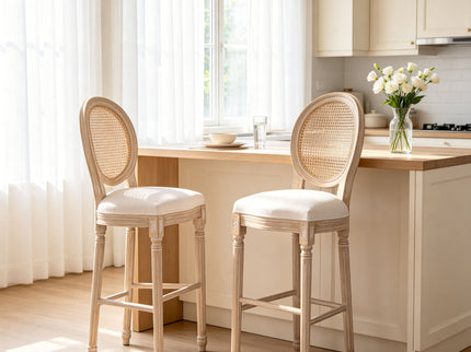 French Country Bar Chairs With Round Back (Set of 2)