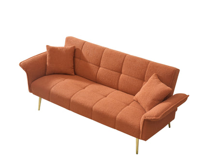Convertible Double Futon Sofa Bed With Folding Armrests For Living Rooms