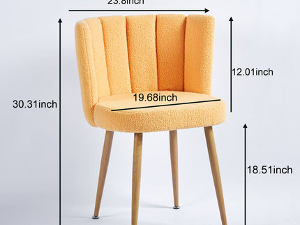 Modern Dining Chair (Set of 2) With Iron Tube Wood Color Legs, Shorthair Cushions And Comfortable Backrest, Suitable For Dining Room, Living Room, Cafe, Simple Structure