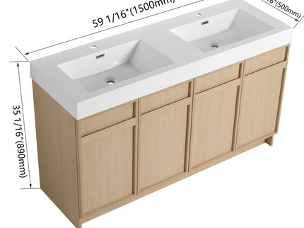 Freestanding Bathroom Vanity With Resin Sink & Soft Close Cabinet Doors